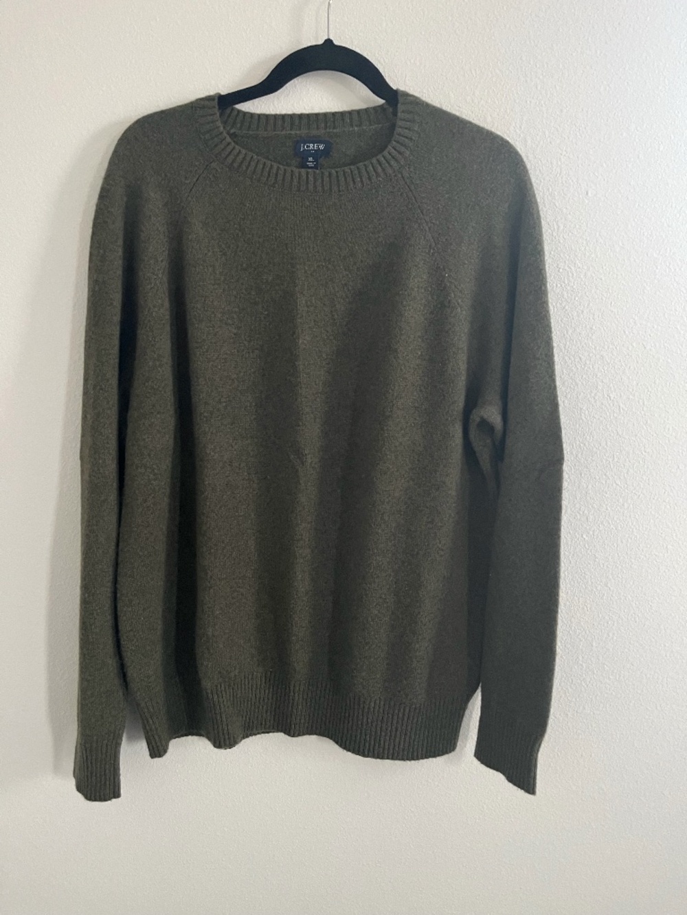 J.Crew Men's Olive Crew Neck Pullover Sweater XL Wool/Polyamide Blend